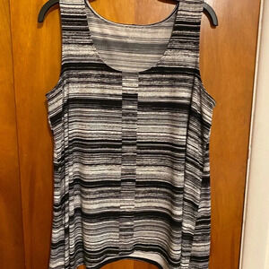 Lane Bryant Sleeveless Handkerchief Tunic Top Size 14-16, Black & Grey Women Top